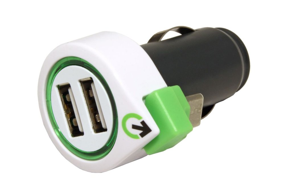 q2power Napájecí adaptér do auta (12-24V), 2x USB, 3,1A + svinovací kabel s USB C konektor